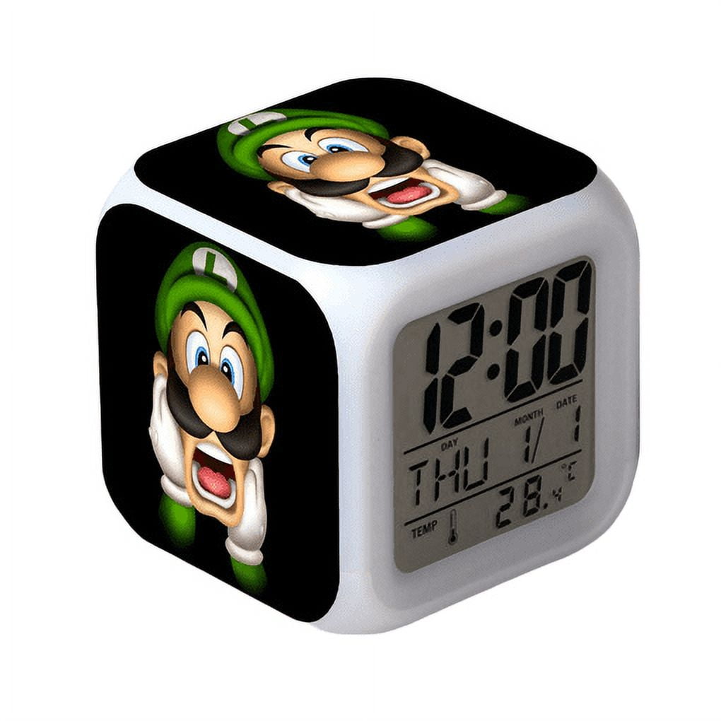 TIMPCV Super Mario Colorful Alarm Clock LED Square Clock Digital Alarm