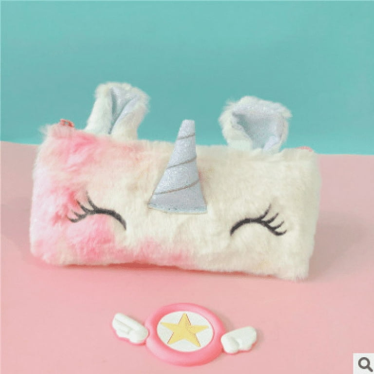 Cute Gift For Girls - Fluffy Unicorn Pencil Case Cosmetic Bag