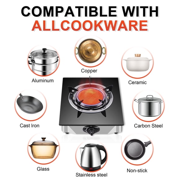 TIMVAGO Ceramic Infrared Single Burner, Tempered Glass Electric Cooktop for Kitchen, RV & Camping
