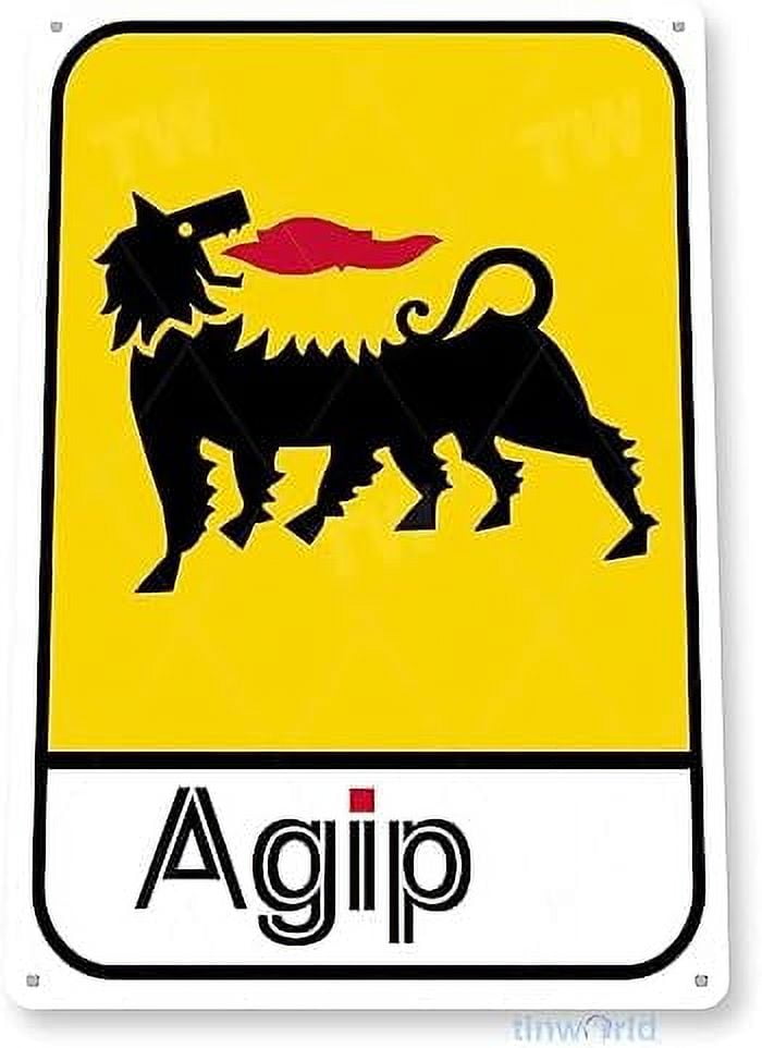 TIN Sign AGIP Gas Oil Station Metal Decor Garage Shop Store Bar Pub