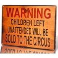 thumbnail image 1 of -BEWARE OF WELL JUST vintage Metal Sign garage signs for men home decor tin art decor drip tray, 1 of 5