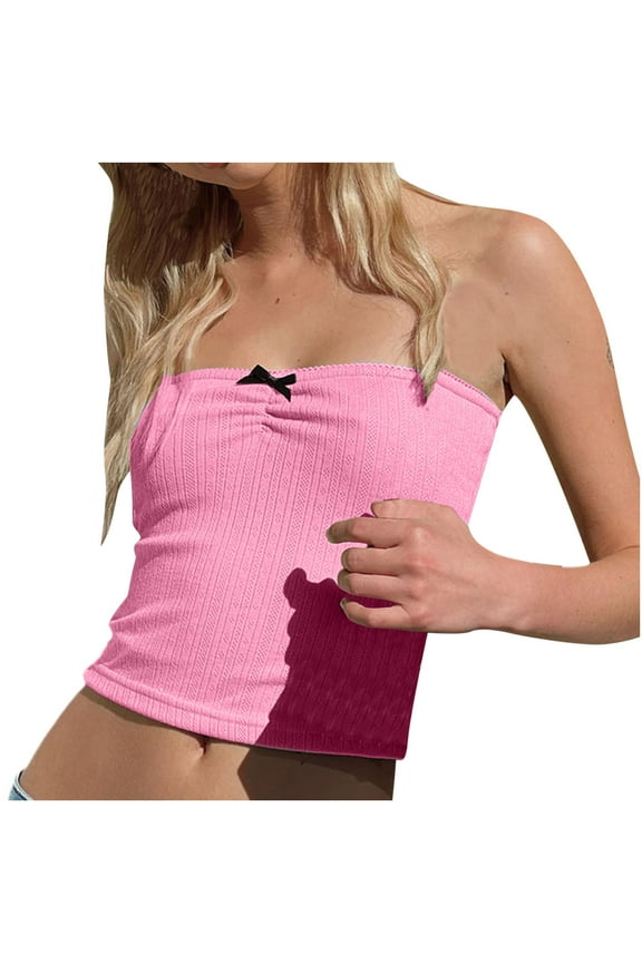 TINAEK Lightly Line Strapless Bralette for Women Compression Full Coverage Seamless Formal Bandeau Tube Top Bra Crop for Women