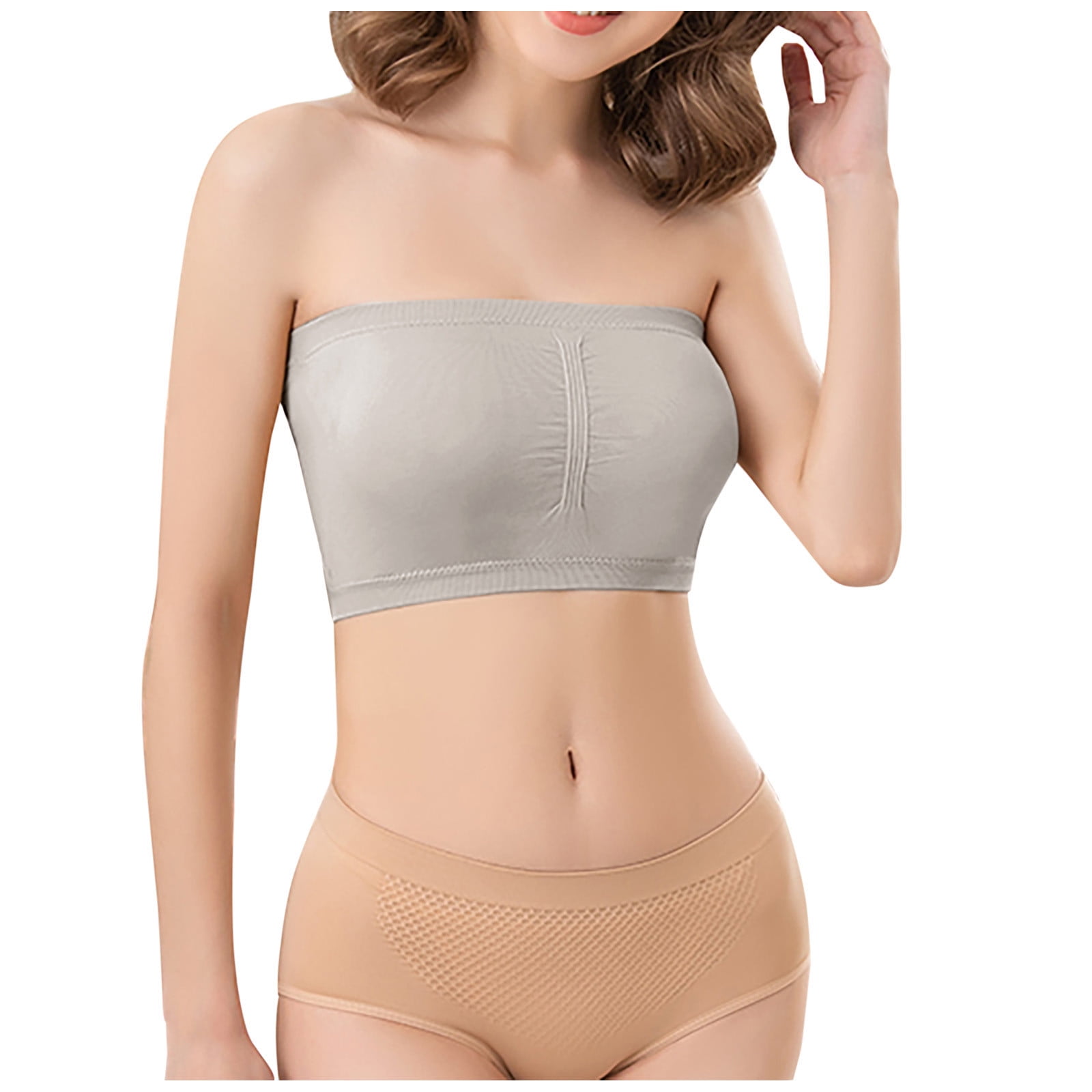 TINAEK Backless Strapless Bra for Big Busted Women Full Coverage Seamless  Compression Formal Crop Bra Bandeau Tube Top for Women