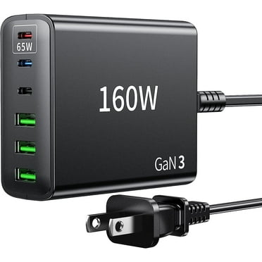 TINANA 160W USB C Fast Charger GaN Compact 6 Port PD Charging Station Block Laptop Power Adapter Compatible with MacBook Pro/Air and All iPad Pro iPhone 15 14 13/12 Galaxy Note S23 Pixel-Black