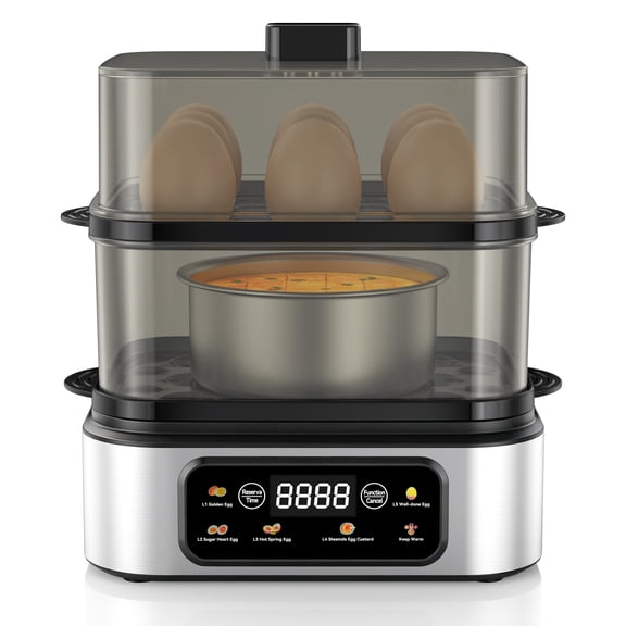 TINANA 18-Egg Electric Egg Cooker, Double-Tier Digital Egg Steamer with 5 Cooking Modes, 24-Hour Timer, Keep Warm, Auto Shutoff