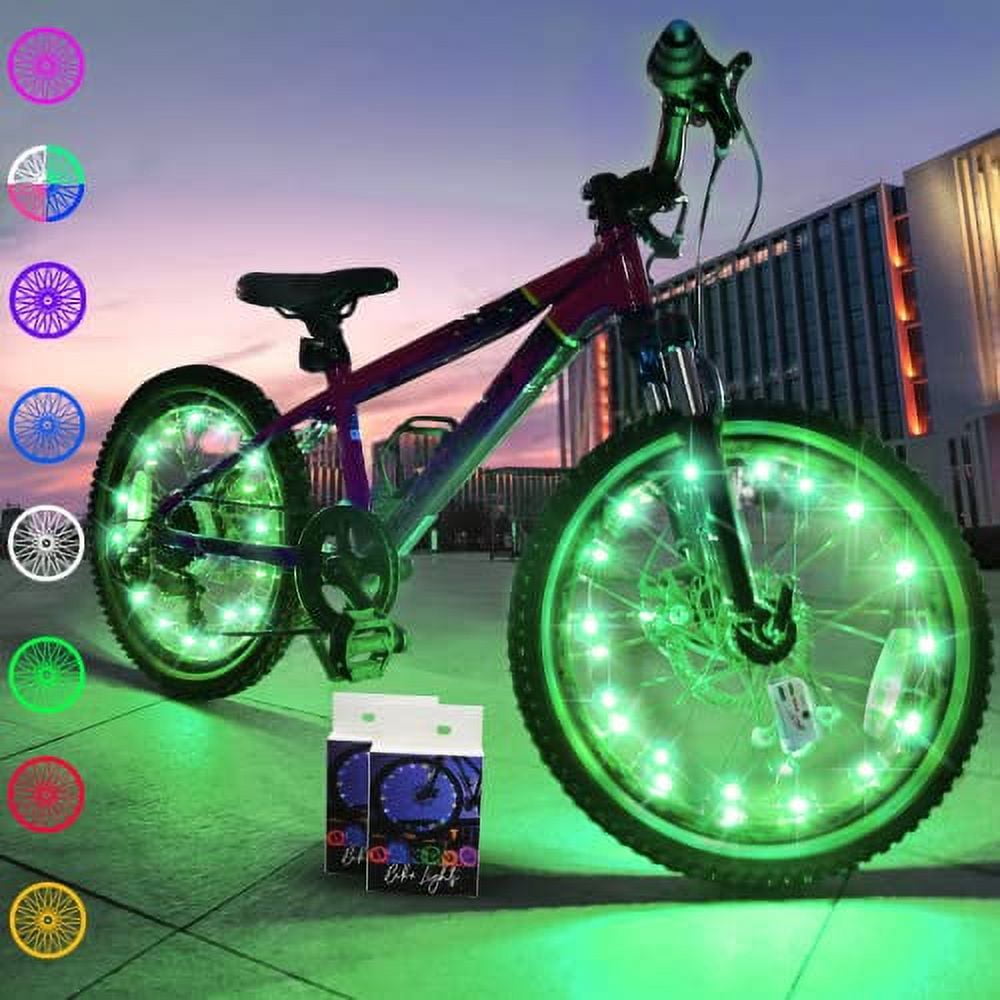 Treela 3 Pcs LED Bike Lights Set Colorful Bright Bicycle Lights for Night  Riding Include 2 Pcs Bike Wheel Lights and 1 Pcs Bike Light for Frame