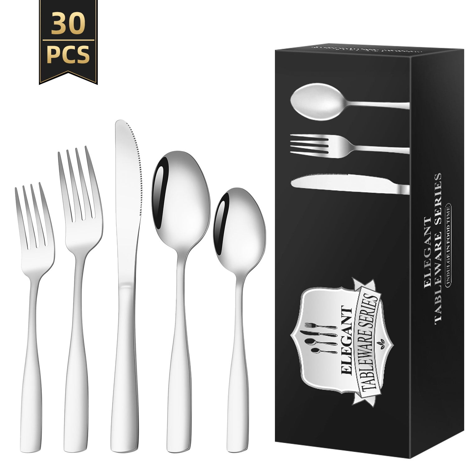 Walmart savings: TINANA 30 Pieces Stainless Steel Flatware Set with Mirror Polished Handles