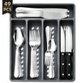 thumbnail interactive-video image 1 of TINANA 48 PCS Silverware Sets with Organizer, Silver Flatware Set Set for 8, Premium Stainless Steel Cutlery Utensil Set with Steak Knives Forks and Spoons, Dishwasher Safe, 1 of 6