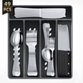 thumbnail interactive-video image 1 of TINANA 48 PCS Silverware Sets with Organizer, Silver Flatware Set Set for 8, Premium Stainless Steel Cutlery Utensil Set with Steak Knives Forks and Spoons, Dishwasher Safe, 1 of 9