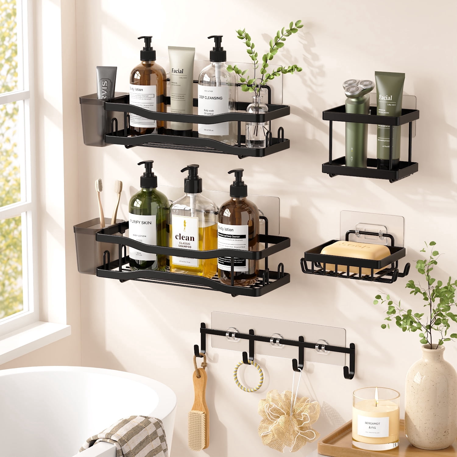 Signed A Razer Note TINANA 7 Pack Shower Caddy Set, No Drill Bathroom Organizer Shelves ...
