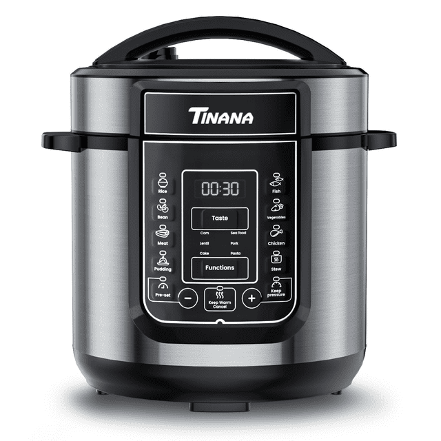 TINANA 6 Qt Electric Pressure Cooker 9-in-1, 14 Presets Instant Multi-Function Pot, Slow Cooker, Rice Cooker, Cake Maker, Non-Stick, Stainless Steel