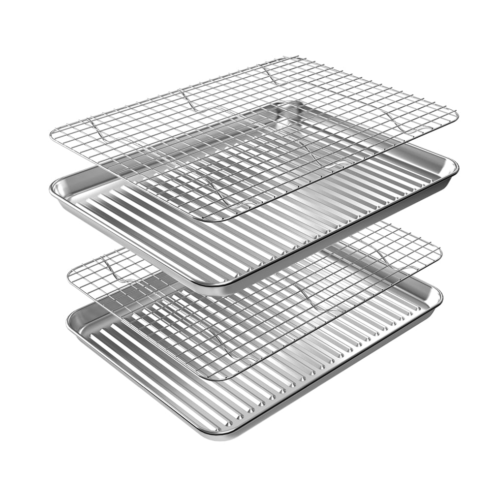 TINANA Baking Sheet with Rack Set (2 Pans + 2 Racks), Stainless Steel