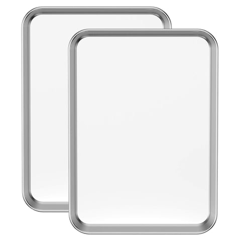 TINANA Stainless Steel Baking Sheet Pan Set, 2 Pack 12 x 10 x 1 Inch Cookie Sheets, Mirror Finish, Oven and Dishwasher Safe
