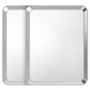 TINANA Stainless Steel Baking Sheet Pan Set, 2 Pack 16 x 12 x 1 Inch Cookie Sheets, Mirror Finish, Oven and Dishwasher Safe