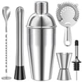 thumbnail interactive-video image 1 of TINANA 6 PCS Cocktail Shaker Set, 25oz Shaker, Strainer, Muddler, Jigger, Mixing Spoon, Pour Spout, Stainless Steel Bartender Kit, Perfect for Home, Bar, or Gift, 1 of 8
