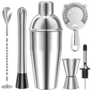 TINANA 6 PCS Cocktail Shaker Set, 25oz Shaker, Strainer, Muddler, Jigger, Mixing Spoon, Pour Spout, Stainless Steel Bartender Kit, Perfect for Home, Bar, or Gift