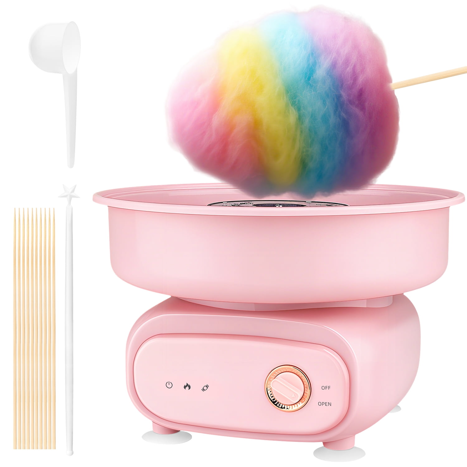 TINANA Pink Cotton Candy Machine for Kids, 500W Vintage Candy Floss Maker, 30cm Bowl, Home & Party Gift