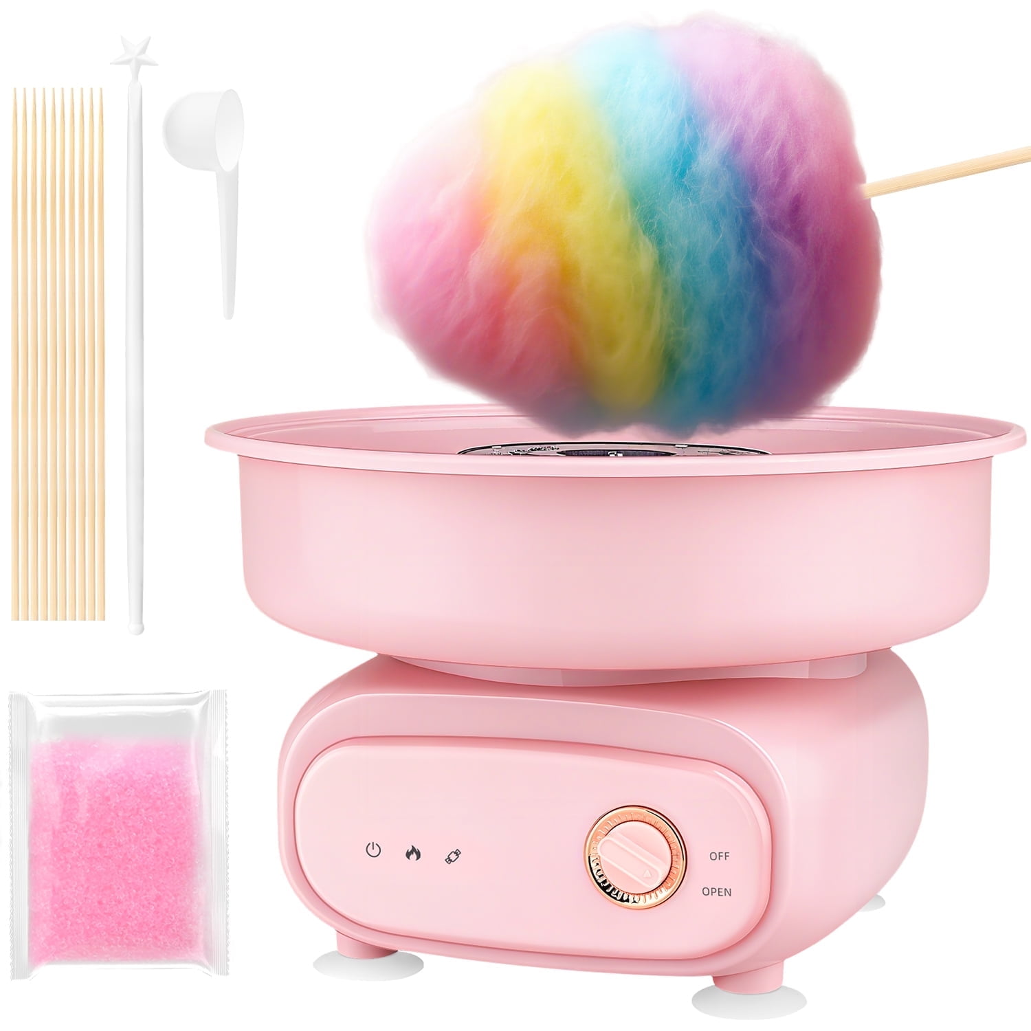 TINANA Pink Cotton Candy Machine for Kids, 500W Vintage Candy Floss Maker, 30cm Bowl, Home & Party Gift