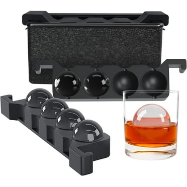TINANA Crystal Clear Ice Maker, Silicone Ice Ball Tray, 2" Large Ice Cube Mold, Sphere Ice Mold, Black