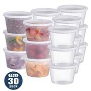 TINANA Food Storage Containers 30Pack, 16oz Plastic Deli Containers with Lids, Slime, Soup, Meal Prep Containers, BPA Free, Leakproof, Microwave Freezer Dishwasher Safe