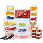 TINANA Food Storage Containers with Airtight Lids 52 PCS Kitchen Storage Containers for Pantry Organizers and Storage, BPA-Free Meal Prep Container with Labels & Marker
