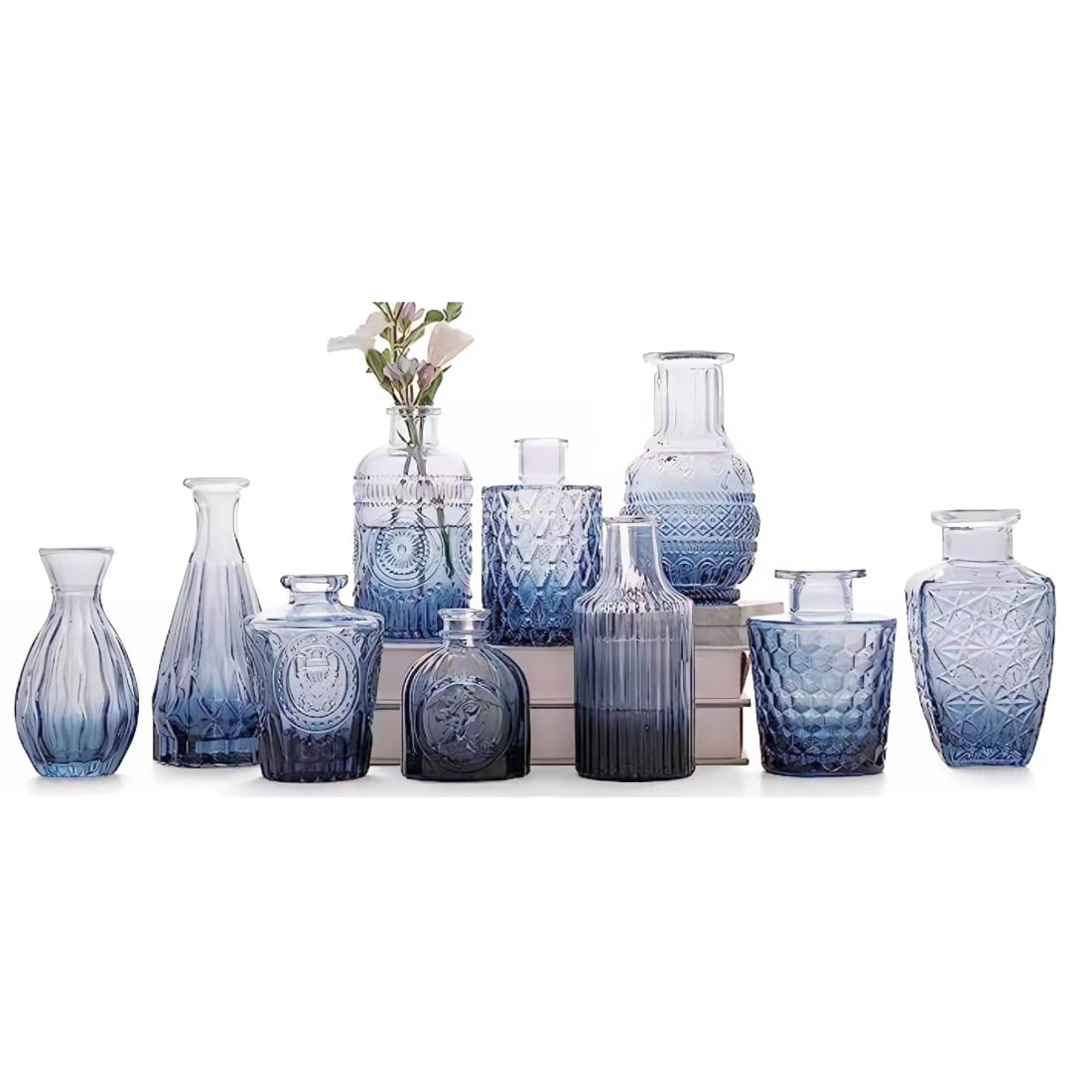 TINANA Glass Clear Bud Vases in Bulk, Set of 10 Small Vases for
