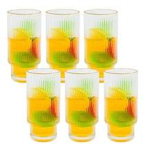 TINANA Glass Cups: Drinking Glasses Set of 6, Cocktail Glasses, Vintage Glassware, Whiskey Glasses, Coffee Bar Accessories, Iced Coffee Cups for Cute Gifts