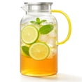 thumbnail image 1 of TINANA 68 oz Glass Pitcher with Lid, 2L Borosilicate Water Carafe, Stainless Steel Filter Lid, Iced Tea Lemonade Juice Milk Beverage Jug, 1 of 6