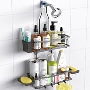 TINANA Hanging Shower Caddy, Rustproof Shower Shelf Racks Over Shower Head - No Drilling Bathroom Organizer for Shampoo with Soap Holder