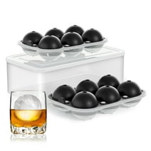 TINANA Ice Ball Maker 2 Pack, 2.5 Inch Ice Cube Trays, Easy Release Silicone Round Ice Sphere Tray with Lids & Bin for Whiskey, Cocktails & Bourbon-Black