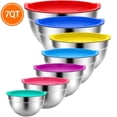 thumbnail interactive-video image 1 of TINANA Mixing Bowls with Lids: 7 Pack Stainless Steel Mixing Bowls Set, Metal Nesting Mixing Bowls for Kitchen, 7/4.5/3.0/2.0/1.5/1.0/0.7QT, Great for Prep, Baking, Serving, Multicolor, 1 of 9