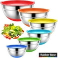 thumbnail image 1 of TINANA Mixing Bowls with Lids: Stainless Steel Mixing Bowls Set - 6 Piece Metal Nesting Mixing Bowls with Rubber Bottom-Multicolor, 1 of 6
