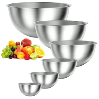  FineDine 5 Deep Nesting Mixing Bowls with Lids for Kitchen  Storage, Cooking Food, Baking, Breading, Salad or Meal Prep - Silver  Stainless Steel - Large: Home & Kitchen
