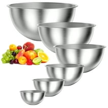 TINANA Mixing Bowls Set, Stainless Steel Mixing Bowls, 6 PCS Metal Nesting Storage Bowls for Kitchen, Size 8, 5, 4, 3, 1.5, 0.75 QT, Great for Prep, Baking, Serving