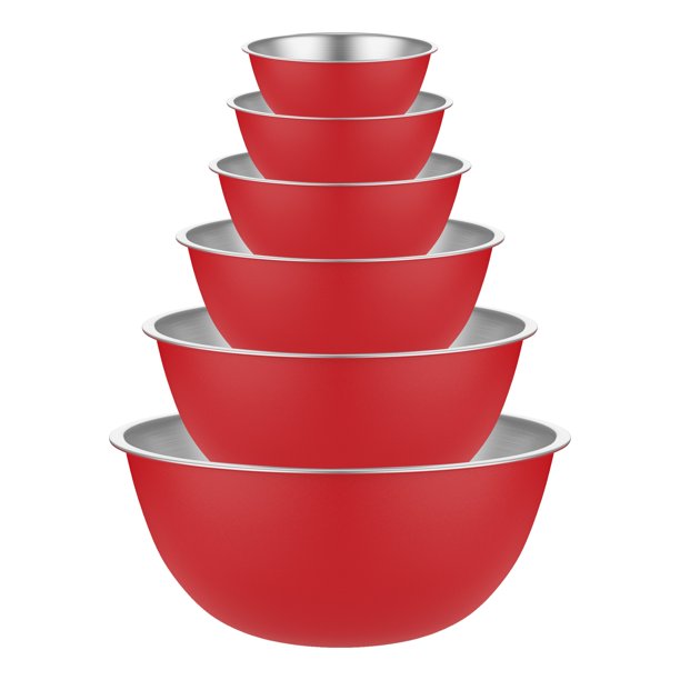TINANA Mixing Bowls Set, Stainless Steel Mixing Bowls,Set of 6 Metal