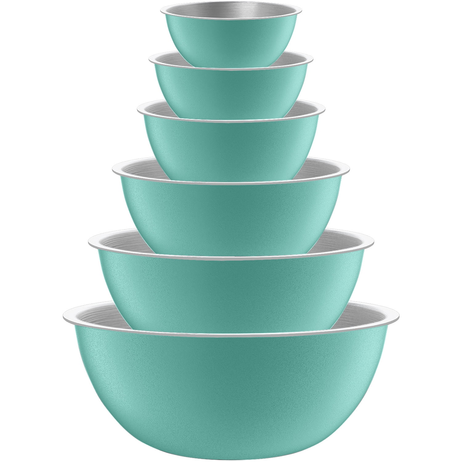 Stainless Steel Mixing Bowls Set TINANA 6 PCS Mixing Bowls Lids Metal Nesting Storage Bowls Kitchen Size 4 5 3 2 5 2 1 5 0 75 QT Great Prep Baking Se