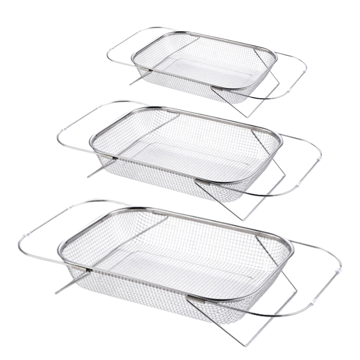 OVENTE Premium Stainless Steel Colander Set of 3 Deep Kitchen Strainer