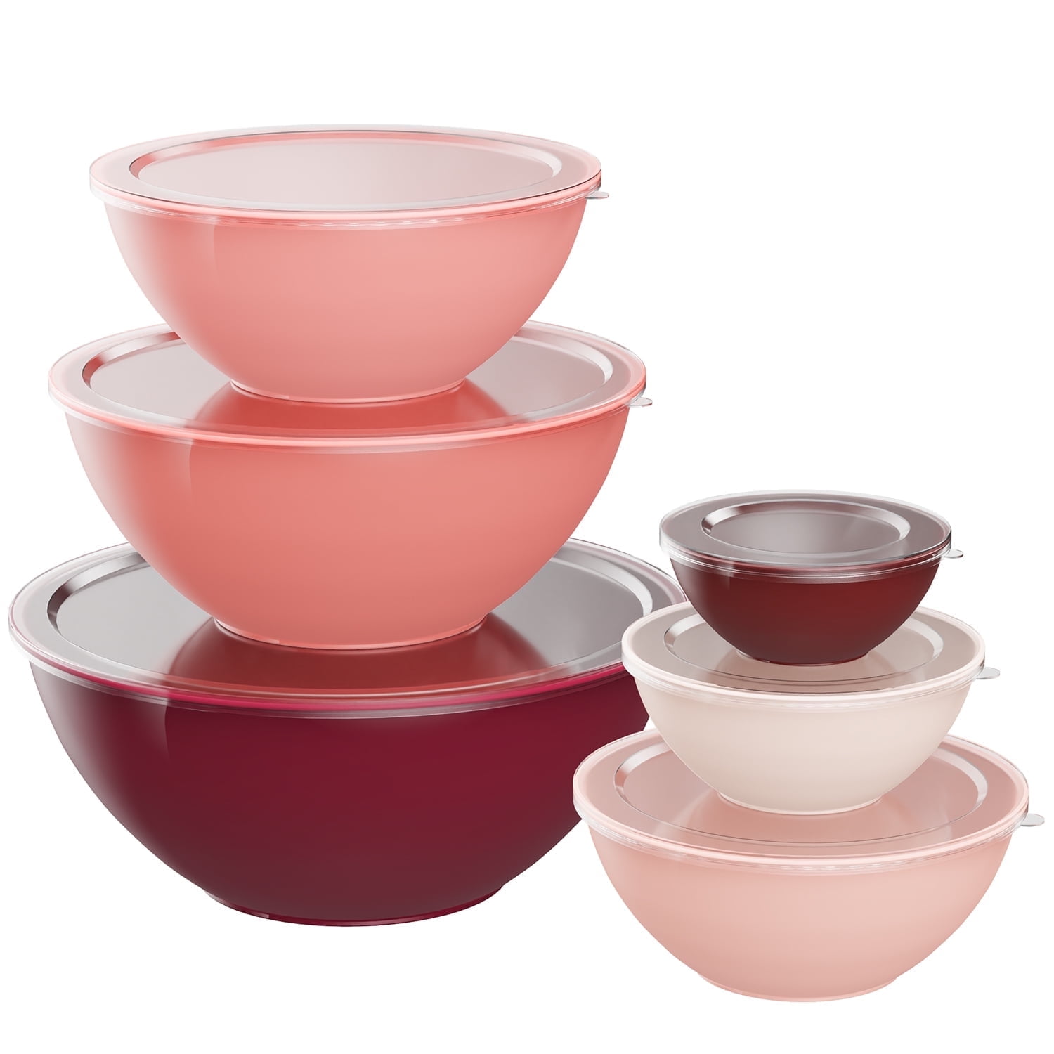 TINANA Plastic Mixing Bowls Lids Set 12 Piece Colorful Mixing Bowl Set Kitchen Nesting Bowls Lids Set 6 Prep Bowls 6 Lids Microwave Freezer Safe Gree