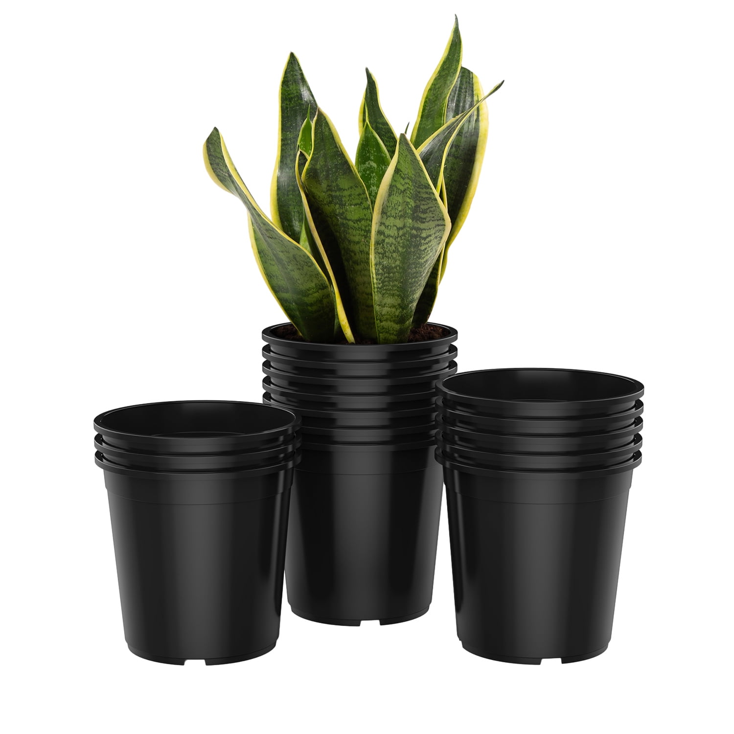 TINANA 15-Pack 1.5 Gal Plastic Nursery Pots, Black