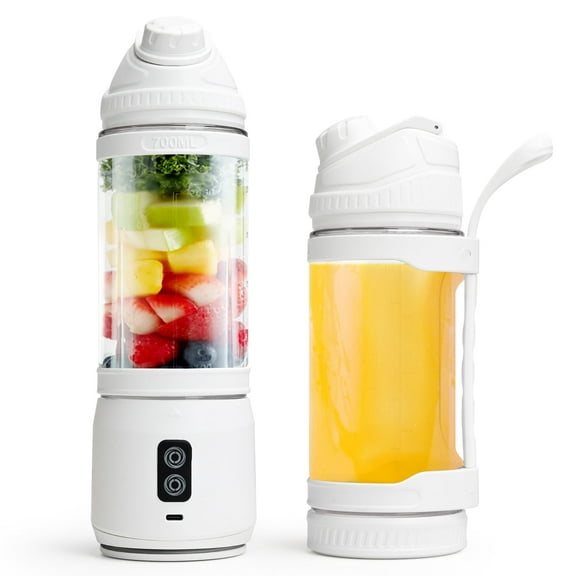 TINANA Portable Blender, 700 ml Personal Size Blender, Household Fruit Mixer for Shakes and Smoothies, USB Rechargeable with 6 Blade Mini Juicer Cup, Ideal for Travel, Home and Office-White