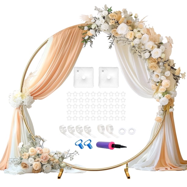 CZCPARY Ballonnenboog Frame – 2,2 Meter Ronde Metalen Ring, Wit, Herbruikbaar, Voor Verjaardag, Bruiloft En Decoratie