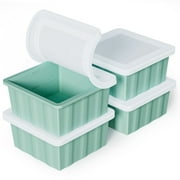 TINANA Silicone Freezer Tray with Lid 4 Pack, 2 Cup Freezing Food Molds, Make Perfect Soups, Extra Large Ice Cubes for Meal Prep, Sauces, Soups, Stews, Broths, Oven and Dishwasher Safe-Green