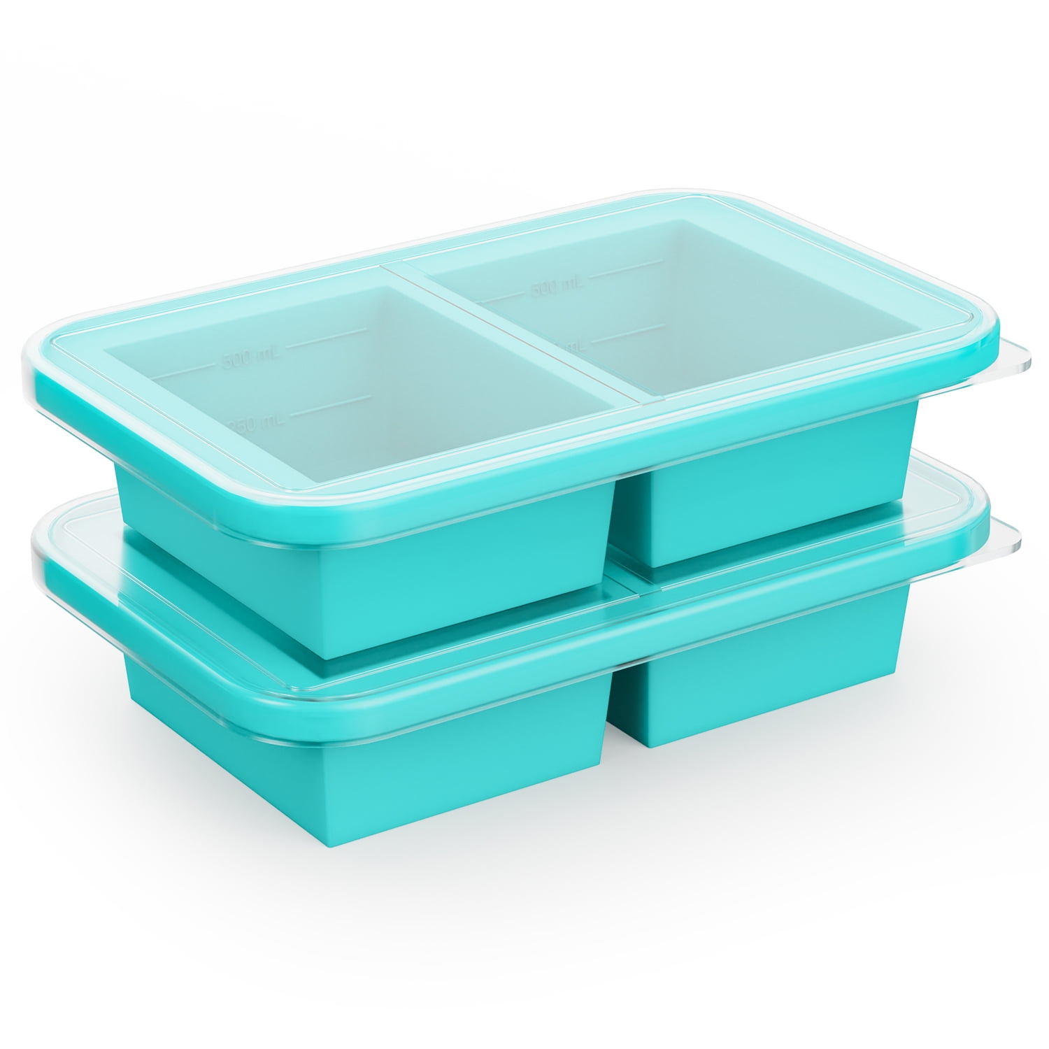 TINANA Silicone Freezing Tray with Lid 2 Pack,2-Cup Silicone Freezer ...