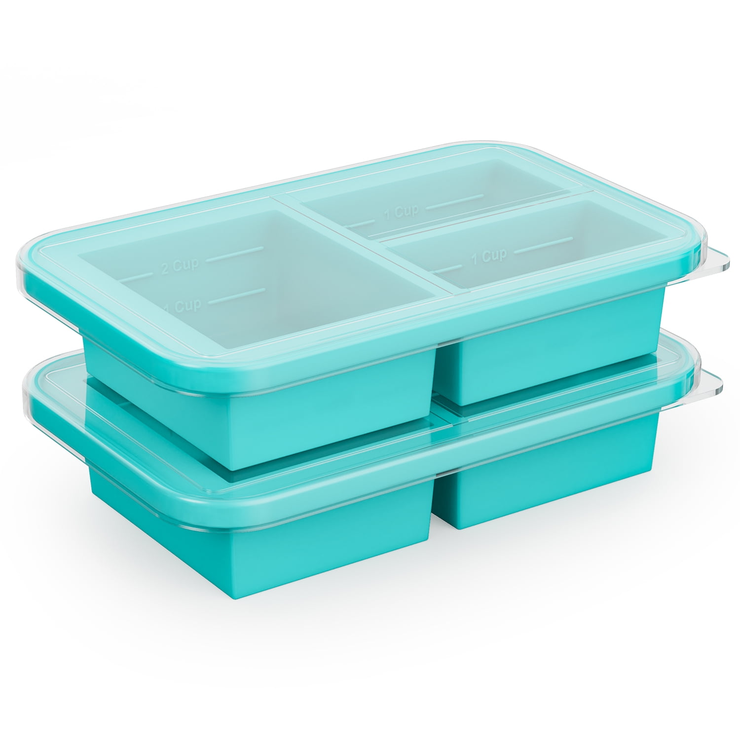 TINANA Silicone Ice Cube Freezing Tray With Lid, 1 & 2 Cups Silicon