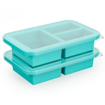 TINANA Silicone Ice Cube Freezing Tray With Lid, 1 & 2 Cups Silicon Food Storage Containers For Soup, Cupcake Mold, Sauce, Ice Cube, Perfect Portion Food Containers - Blue