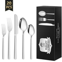 TINANA Silverware Sets, 20 PCS Flatware Set for 4, Premium Stainless Steel Cutlery Utensil Set Mirror Polished Forks and Spoons, Dishwasher Safe