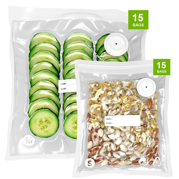 TINANA Reusable Vacuum Sealer Bags, 30 Pack Food Storage Bags (2 Sizes) Airtight Leakproof Freezer Bags for Meal Prep, Sous Vide & Kitchen Storage, BPA-Free, Durable & Easy Seal