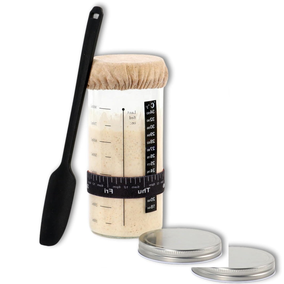 TINANA Sourdough Starter Kit with Artisan Baking Tools: Glass Jar ...