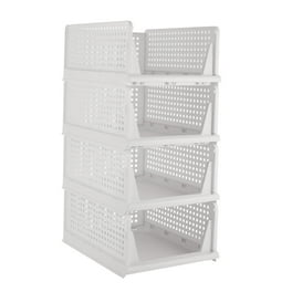 Mainstays Wide Flex Closet Shelf Storage Bin, Arctic White