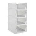 thumbnail interactive-video image 1 of TINANA Stackable Plastic Storage Basket 4 Pack, Drawer Shelf Storage Container, Foldable Closet Organizers and Storage Bins for Wardrobe Cupboard Kitchen Bathroom Office-White, 1 of 7